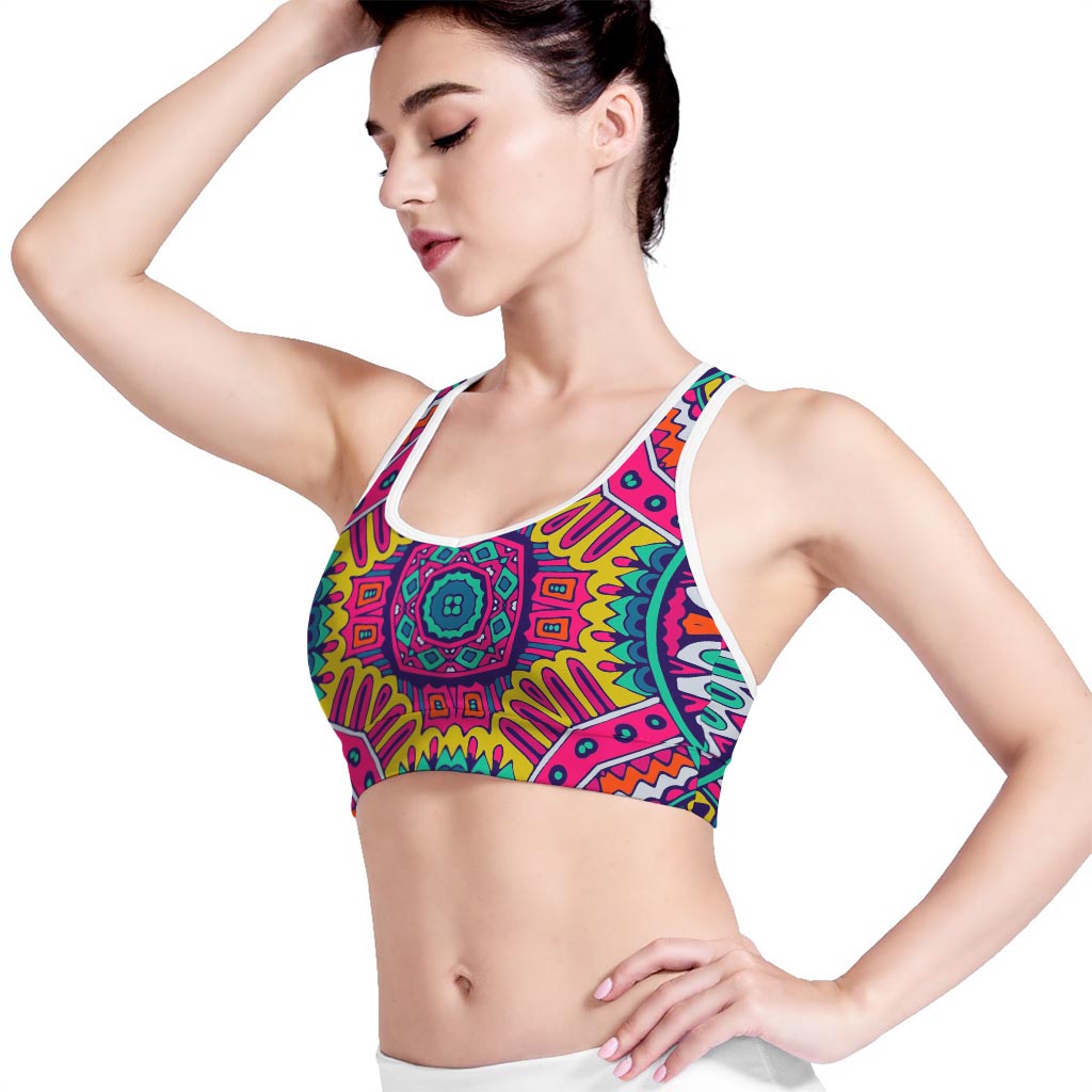Colorful Mandala Bohemian Pattern Print Women's Sports Bra