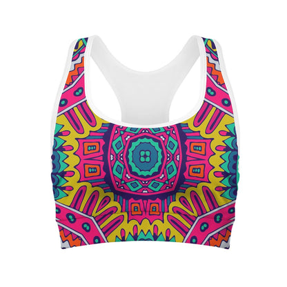 Colorful Mandala Bohemian Pattern Print Women's Sports Bra