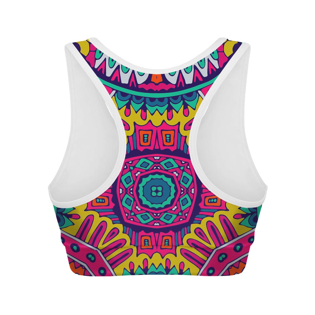 Colorful Mandala Bohemian Pattern Print Women's Sports Bra