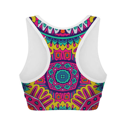 Colorful Mandala Bohemian Pattern Print Women's Sports Bra