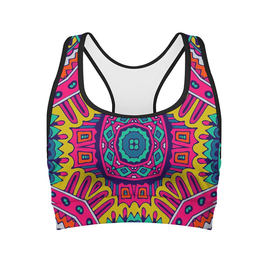 Colorful Mandala Bohemian Pattern Print Women's Sports Bra