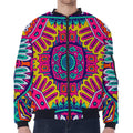 Colorful Mandala Bohemian Pattern Print Zip Sleeve Bomber Jacket