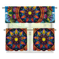 Colorful Mandala Print 3 Piece Kitchen Curtains