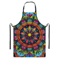 Colorful Mandala Print Bib Apron With Pocket