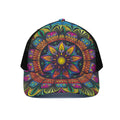 Colorful Mandala Print Black Mesh Trucker Hat