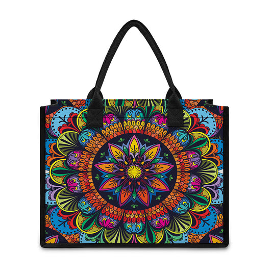 Colorful Mandala Print Canvas Tote Bag