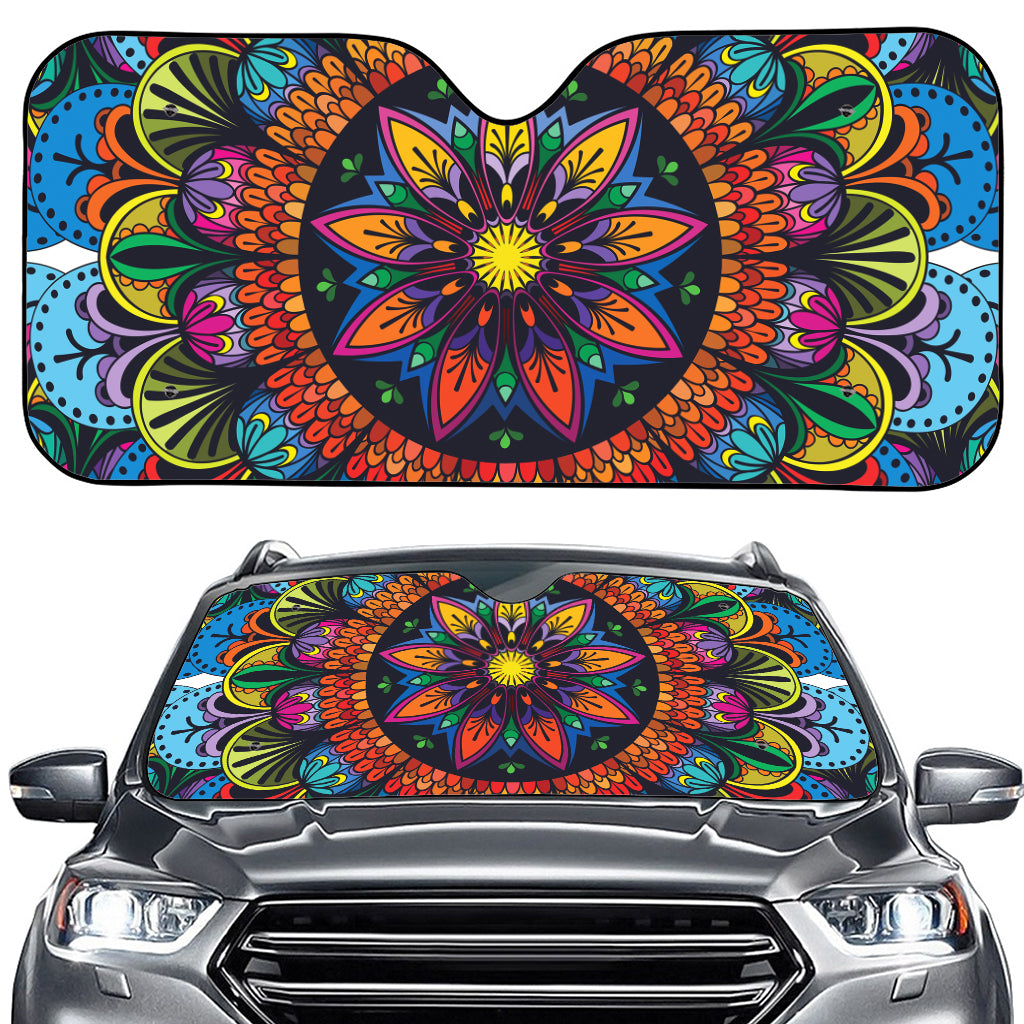 Colorful Mandala Print Car Windshield Sun Shade