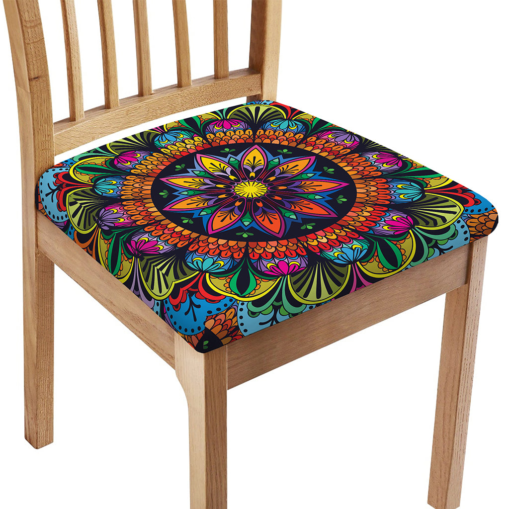 Colorful Mandala Print Chair Cushion Cover