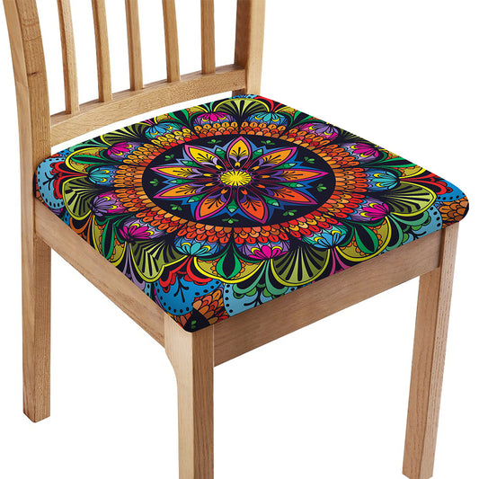 Colorful Mandala Print Chair Cushion Cover