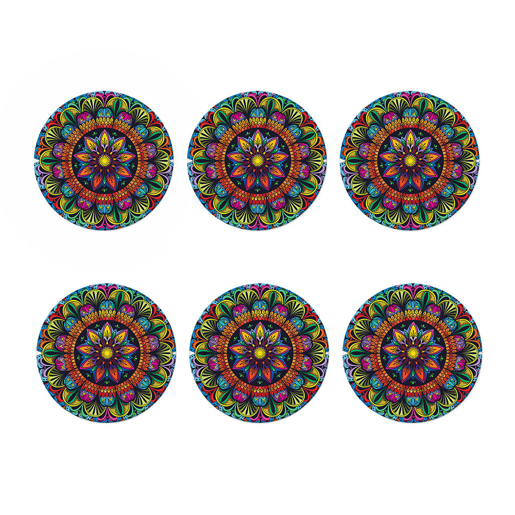 Colorful Mandala Print Coaster Set