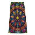 Colorful Mandala Print Cotton Front Slit Maxi Skirt