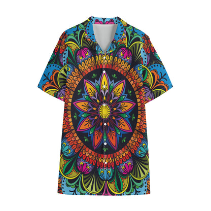 Colorful Mandala Print Cotton Hawaiian Shirt