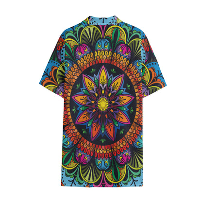 Colorful Mandala Print Cotton Hawaiian Shirt