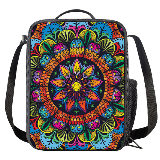Colorful Mandala Print Crossbody Lunch Bag