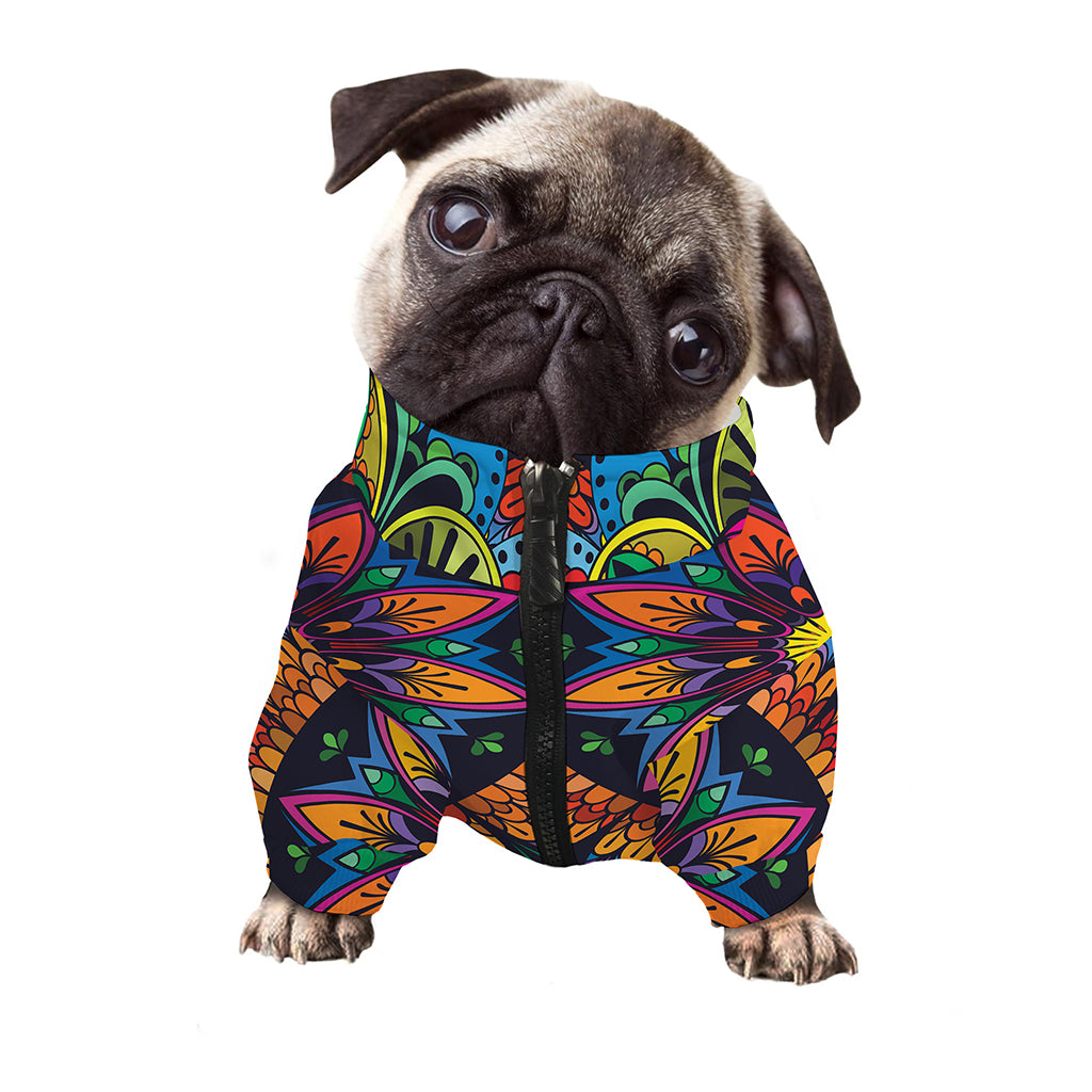 Colorful Mandala Print Dog Zip Up Jacket