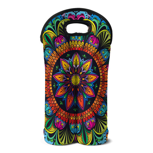 Colorful Mandala Print Double Neoprene Wine Tote