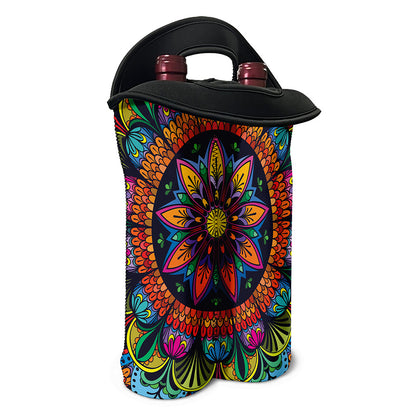 Colorful Mandala Print Double Neoprene Wine Tote