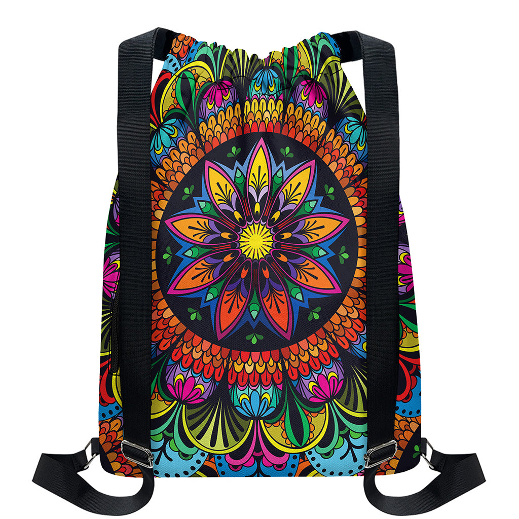 Colorful Mandala Print Drawstring Backpack