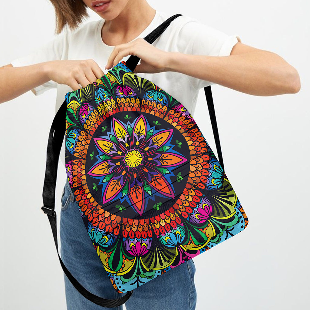 Colorful Mandala Print Drawstring Backpack