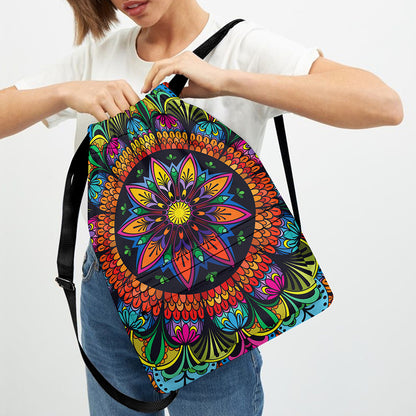 Colorful Mandala Print Drawstring Backpack