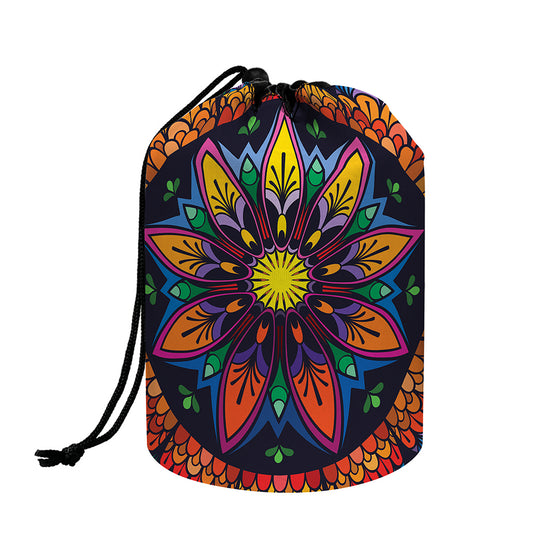 Colorful Mandala Print Drawstring Makeup Bag