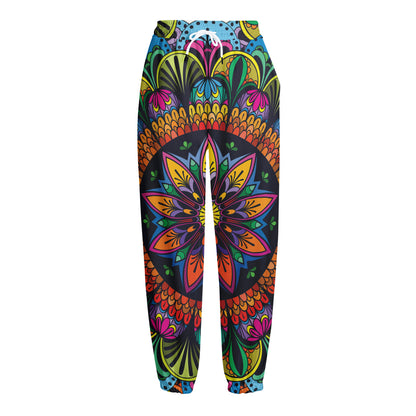 Colorful Mandala Print Fleece Lined Knit Pants
