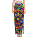 Colorful Mandala Print High Slit Maxi Skirt