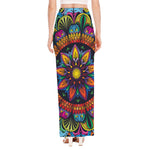 Colorful Mandala Print High Slit Maxi Skirt