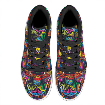 Colorful Mandala Print High Top Leather Sneakers