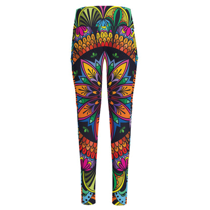 Colorful Mandala Print High-Waisted Pocket Leggings