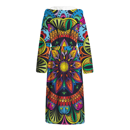Colorful Mandala Print Hooded Bathrobe