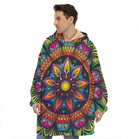 Colorful Mandala Print Hoodie Blanket