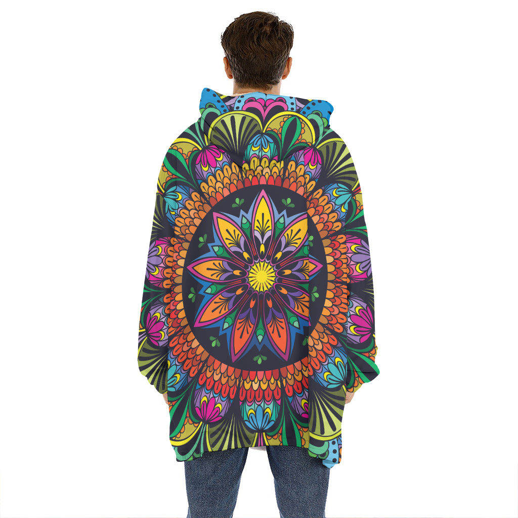 Colorful Mandala Print Hoodie Blanket