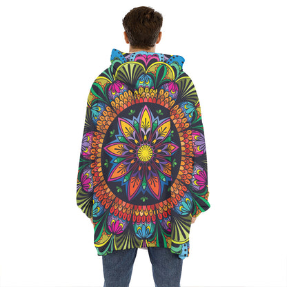 Colorful Mandala Print Hoodie Blanket