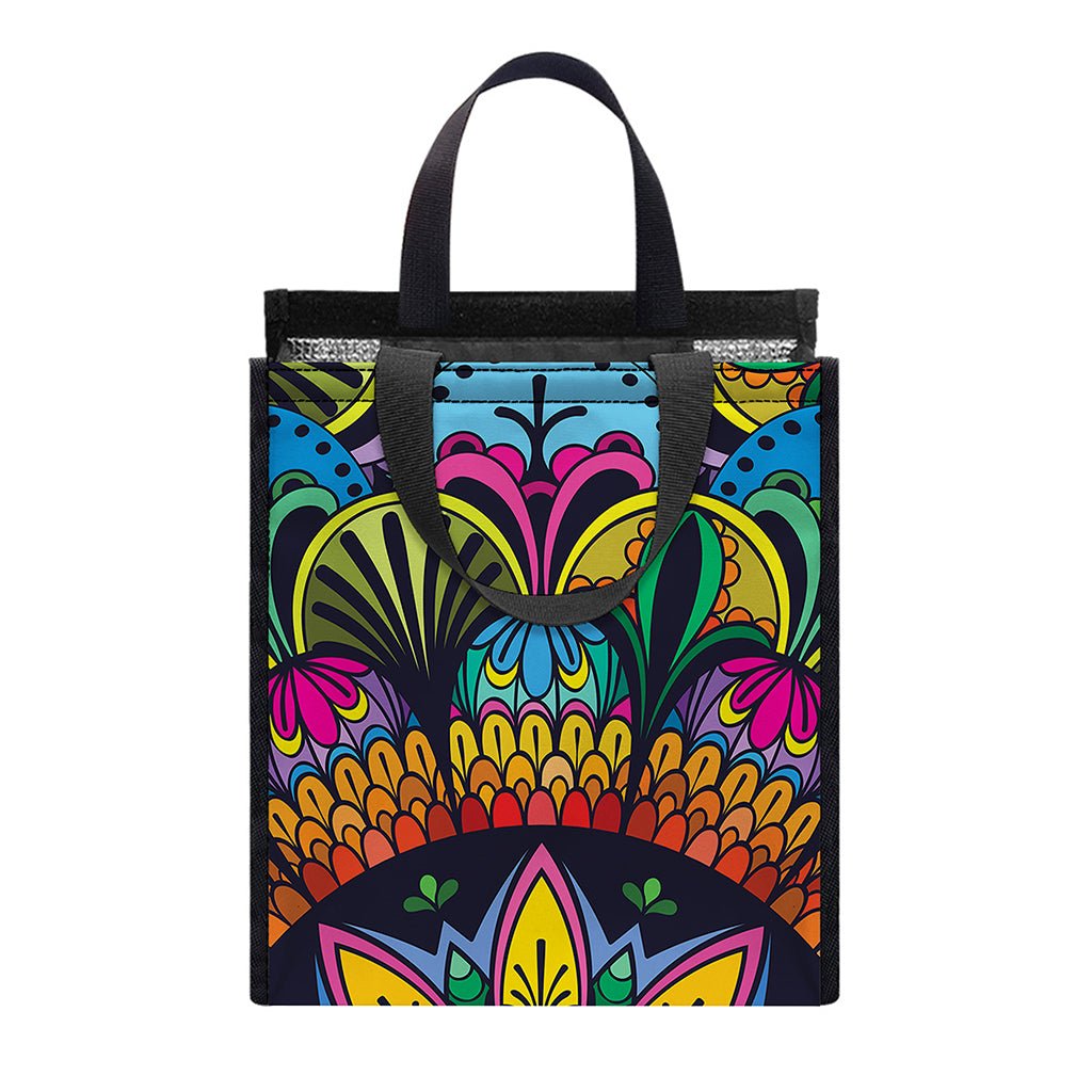Colorful Mandala Print Insulated Lunch Tote