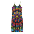 Colorful Mandala Print Jersey Midi Cami Dress