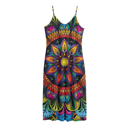 Colorful Mandala Print Jersey Midi Cami Dress