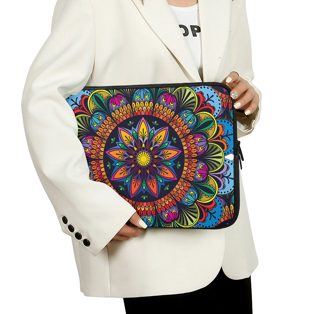 Colorful Mandala Print Laptop Sleeve