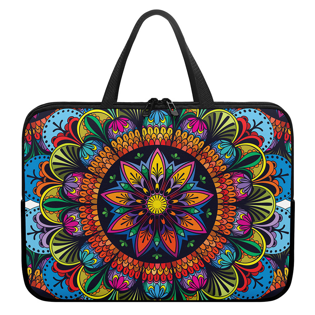 Colorful Mandala Print Laptop Sleeve With Handle