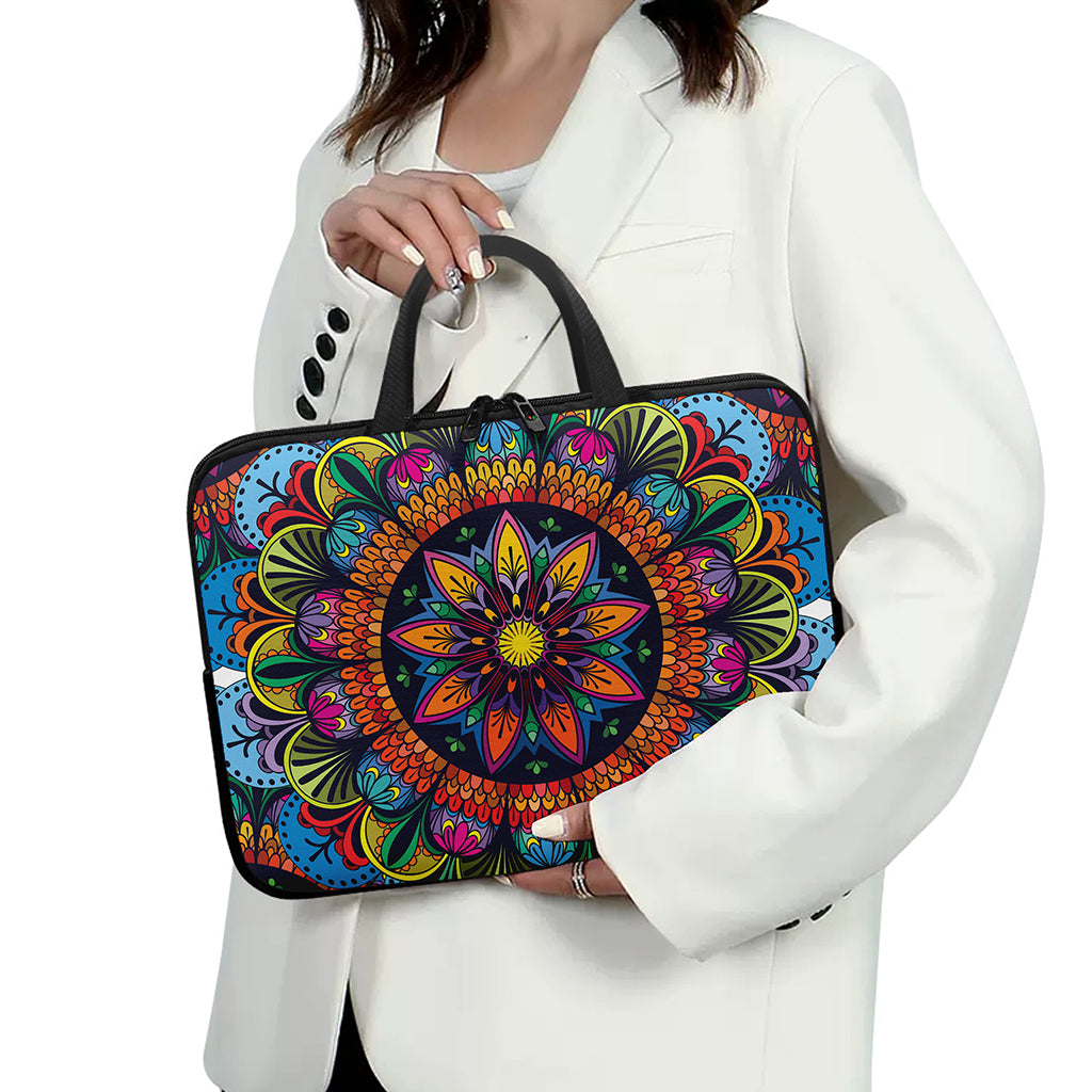 Colorful Mandala Print Laptop Sleeve With Handle