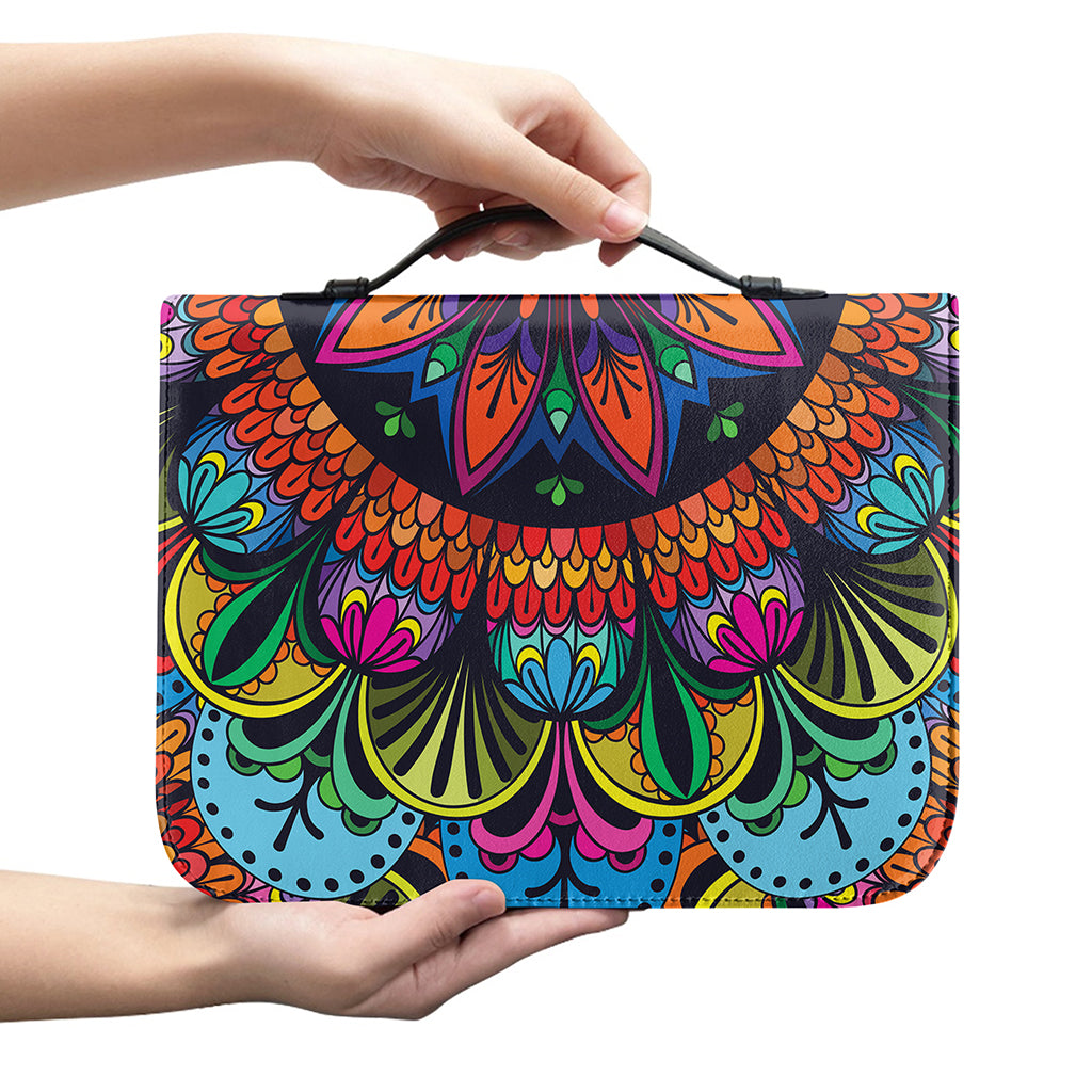 Colorful Mandala Print Leather Bible Cover
