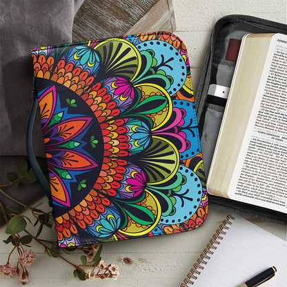 Colorful Mandala Print Leather Bible Cover