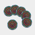 Colorful Mandala Print Leather Coaster Set