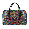 Colorful Mandala Print Leather Duffel Bag