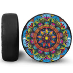 Colorful Mandala Print Leather Spare Tire Cover