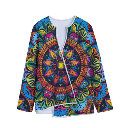 Colorful Mandala Print Long Sleeve Short Coat