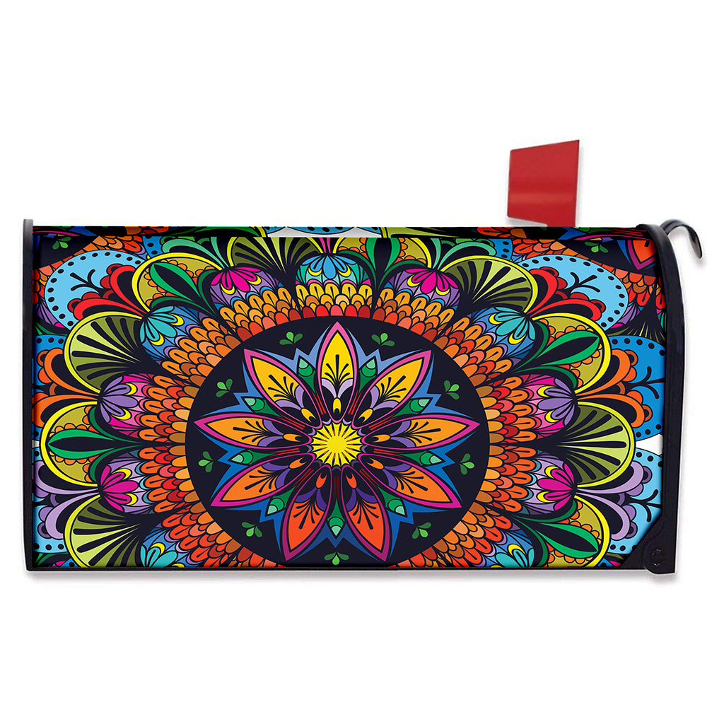 Colorful Mandala Print Mailbox Cover