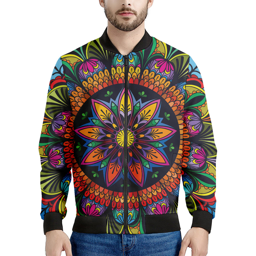 Colorful Mandala Print Men's Bomber Jacket