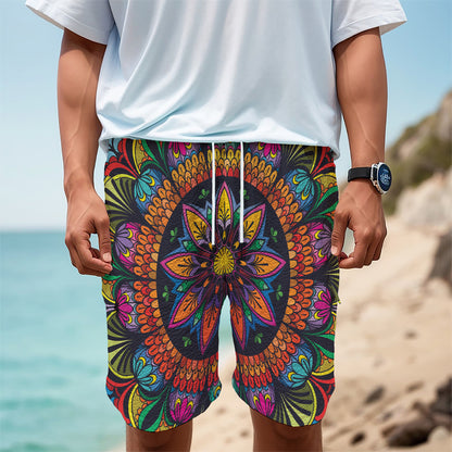 Colorful Mandala Print Men's Cargo Shorts