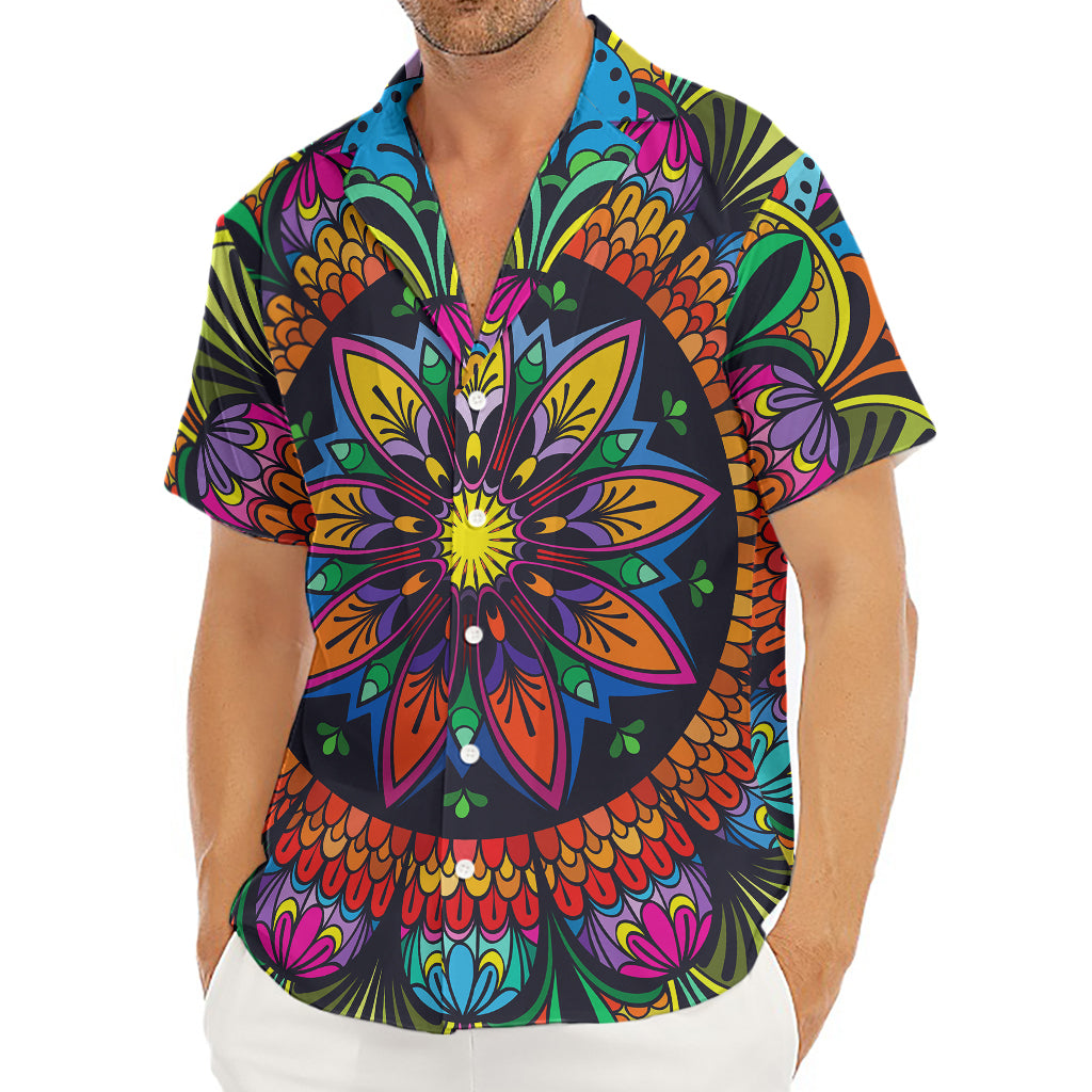 Colorful Mandala Print Men's Deep V-Neck Shirt